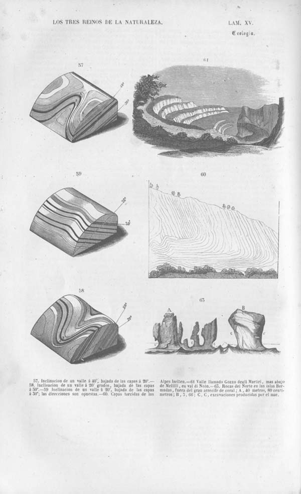 L&aacute;mina XV. Tomo noveno. Los Tres Reinos de la Naturaleza. Museo Pintoresco. Mineralog&iacute;a.