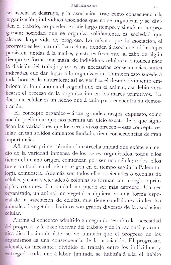 Página 11. Preliminares. Botánica I por Odón de Buen. Historia Natural. Montaner y Simón, editores. 1891.