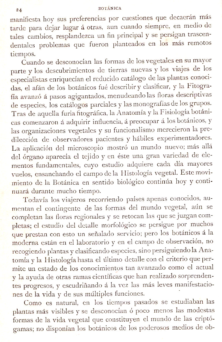 Página 24. Preliminares. Botánica I por Odón de Buen. Historia Natural. Montaner y Simón, editores. 1891.