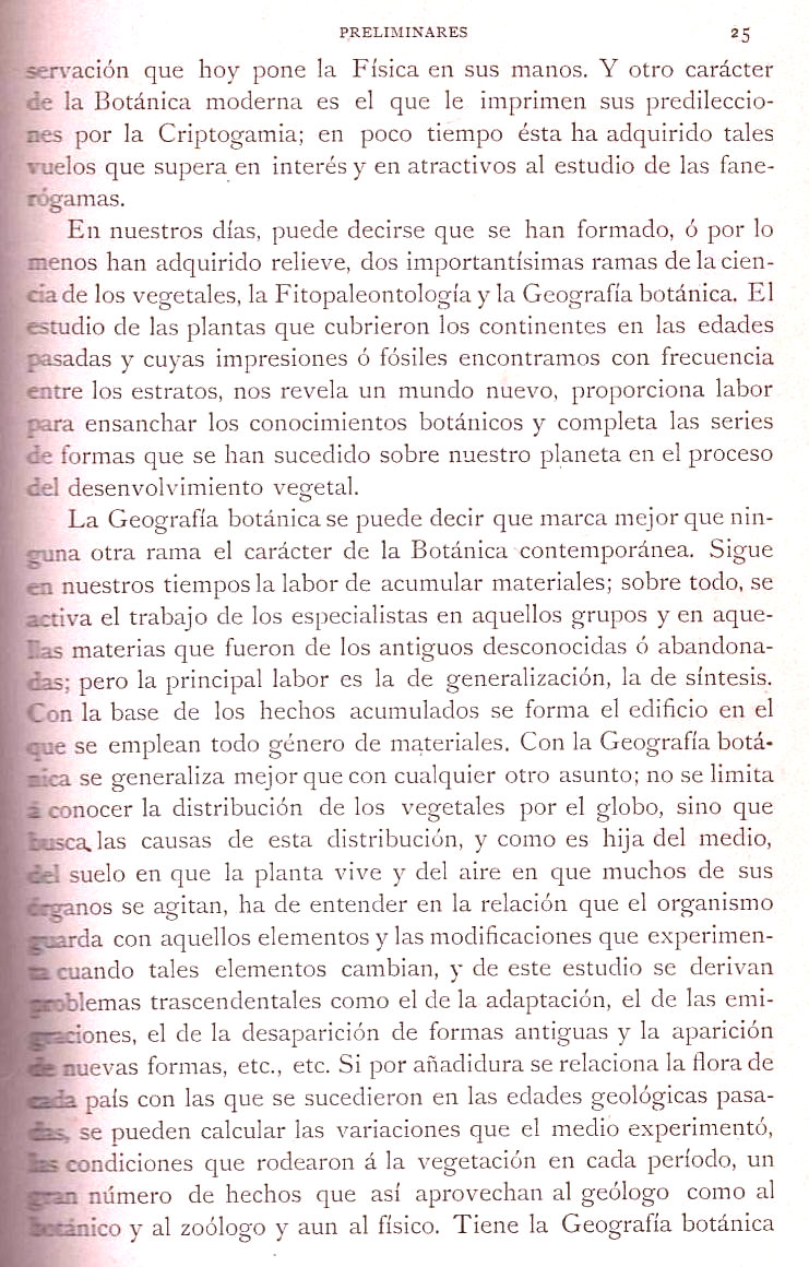 Página 25. Preliminares. Botánica I por Odón de Buen. Historia Natural. Montaner y Simón, editores. 1891.