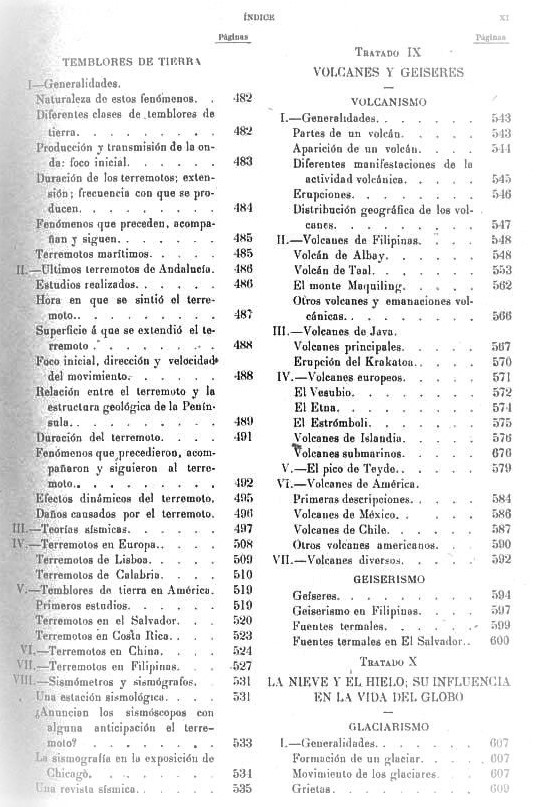 Página XI. Tomo primero. Historia de las ciencias naturales. Mineralogía general y especial. Geología general. Geología española. Odón de Buen.