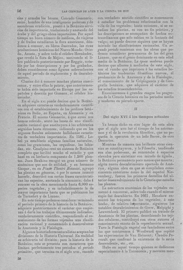 Página 56. Tomo I.  Tratado I. Historia Natural. Las ciencias de ayer y la ciencia de hoy.