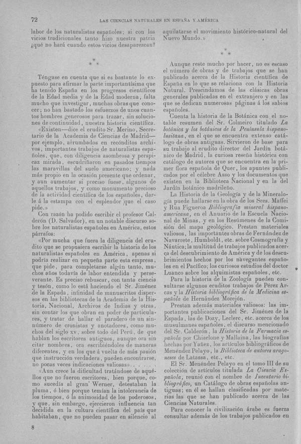 Página 70. Tomo I.  Tratado II.  Las Ciencias Naturales en España y America.