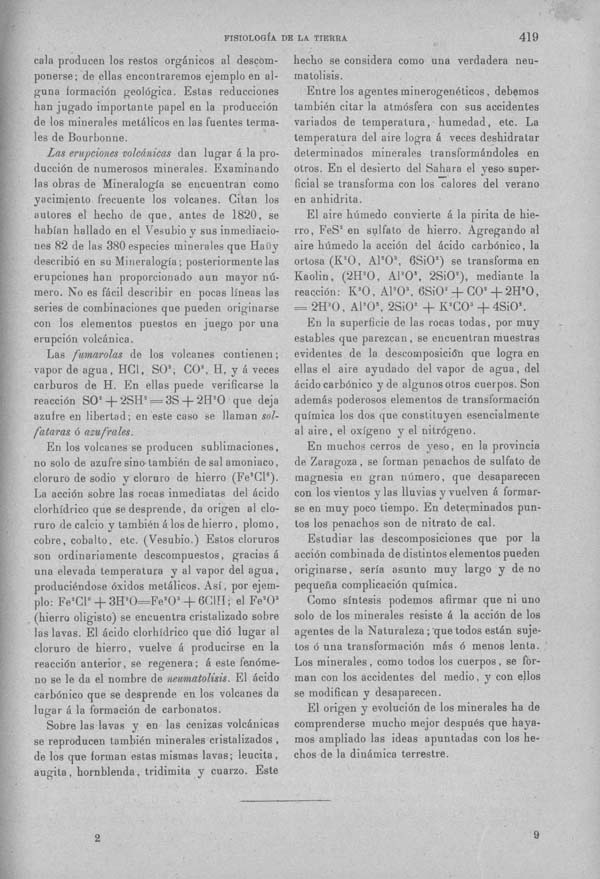 Página 419 Tomo I. Tratado VII. Geología. Fisiología de la tierra. Minerogenesia petrogenesia geogenesia.