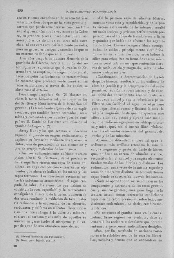 Página 422 Tomo I. Tratado VII. Geología. Fisiología de la tierra. Minerogenesia petrogenesia geogenesia.