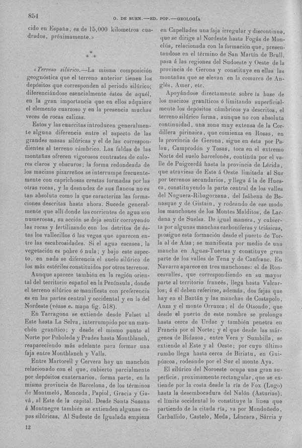 Página 854. Tomo I. Geología. Tratado XIV. Geología especial de España. (Segunda parte).