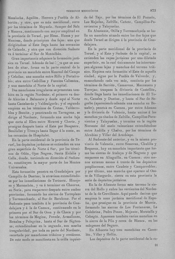 Página 873. Tomo I. Geología. Tratado XIV. Geología especial de España. (Segunda parte).