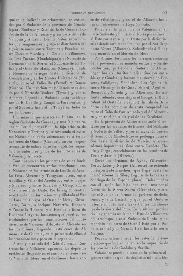 Página 881. Tomo I. Geología. Tratado XIV. Geología especial de España. (Segunda parte).